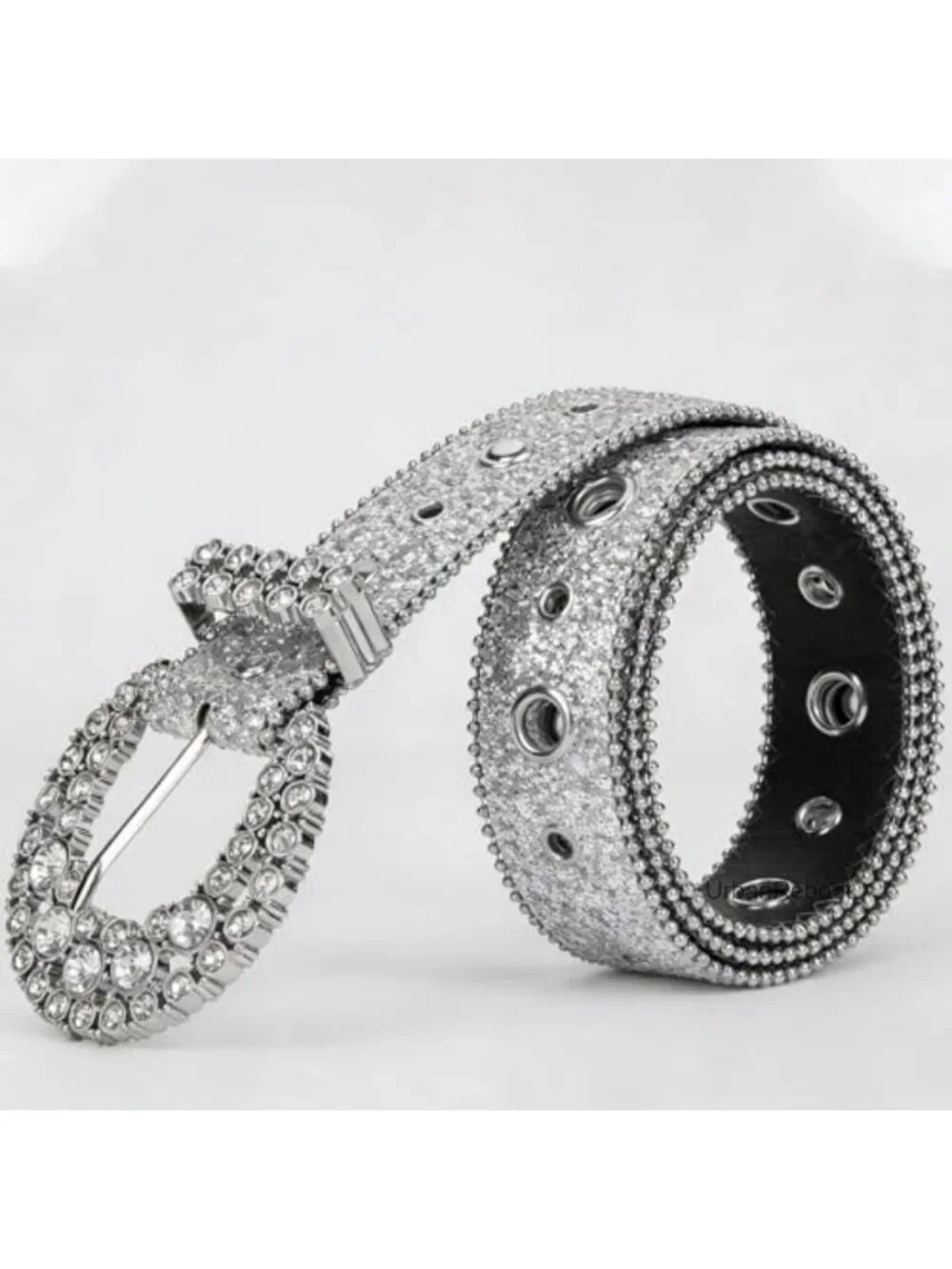 Sequin PU Leather Rhinestone Western Belt for Women Sparkly Cowgirl Waist Strap